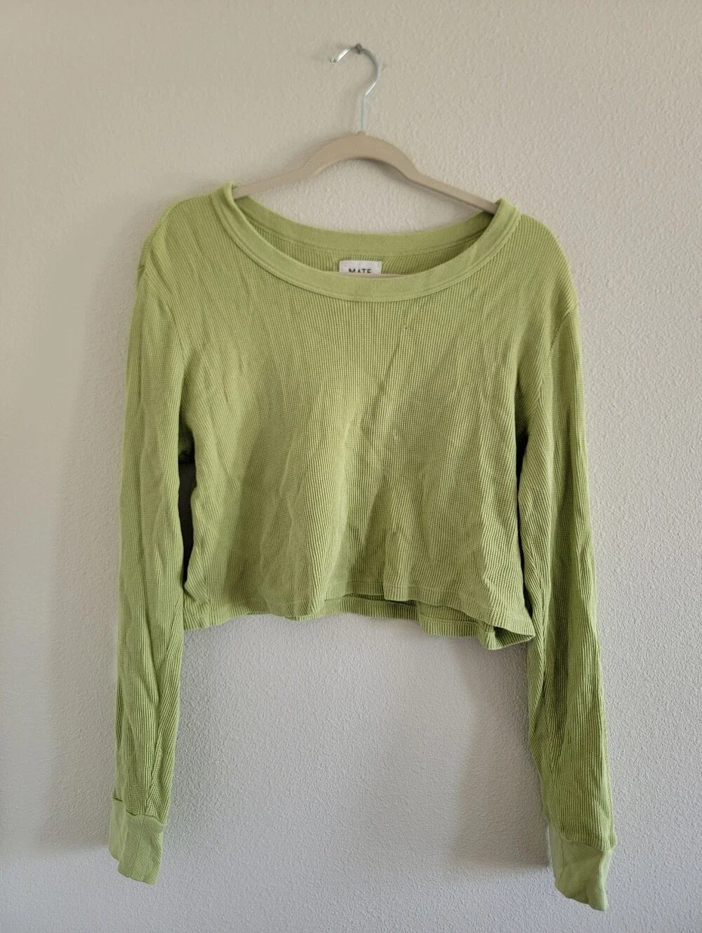 MATCHING SET Mate The Lablel Waffle Long Sleeve & Wide Leg Crop Pants Size XL